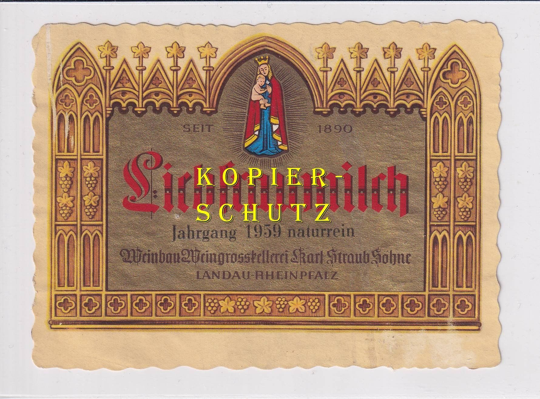 Papier: Etikette - Liebfraumilch 1959 /bd – D'occasion à Hombrechtikon par Rudolf07