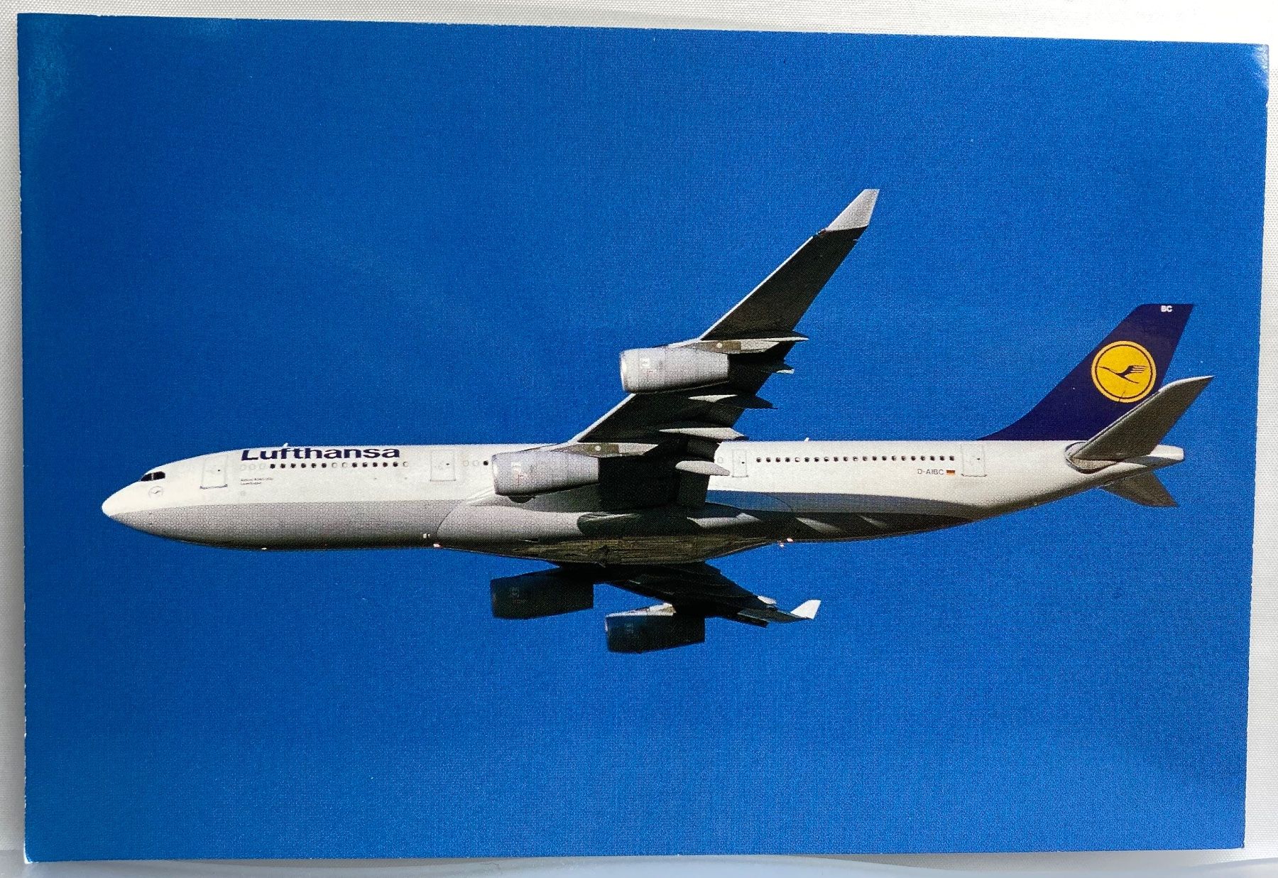 Cartoline postali: Postcard Airbus A340s Lufthansa – Usato da Lugano venduto da sel_x7bg