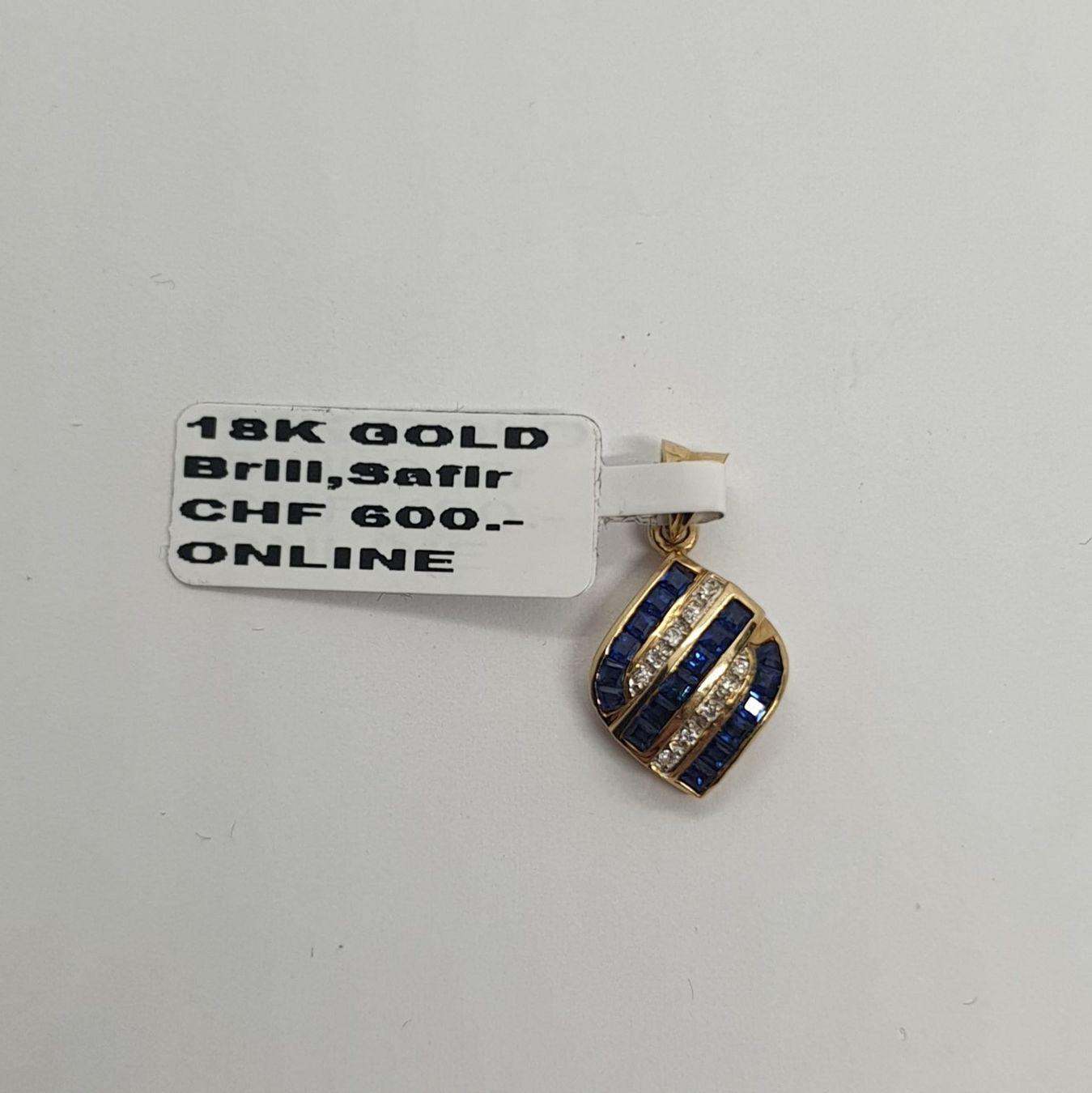 Ciondoli: Echt 18K Gold - Diamant, Saphir Anhänger – Usato da Luzern venduto da Luzern-Goldhaus
