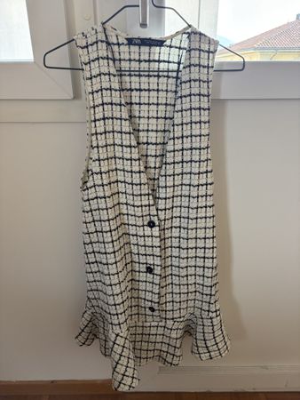 Gilet/vestito corto Zara quadri bianco nero come nuovo