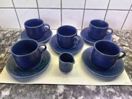 Kaffeetassen Blue Ocean mit Untertassen und Milchkrug blau