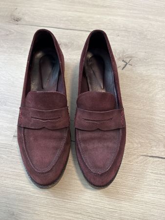 Burgundy Suede Leather Loafers from Spain, size 39