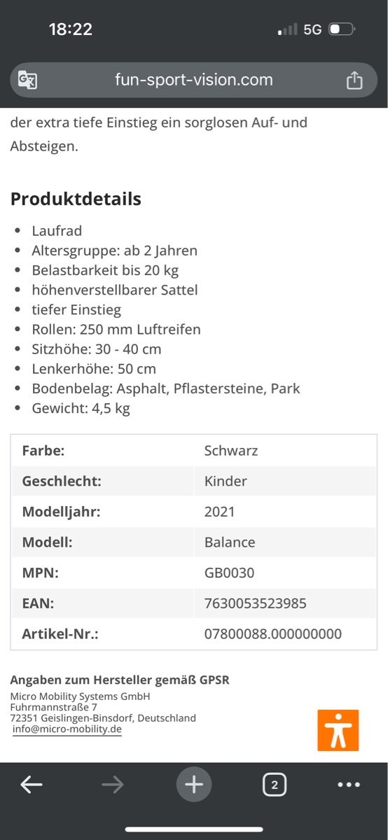 Micro Veicoli per bambini: Micro Balance Laufrad Schwarz – Usato da Dietikon venduto da helena_1800 3