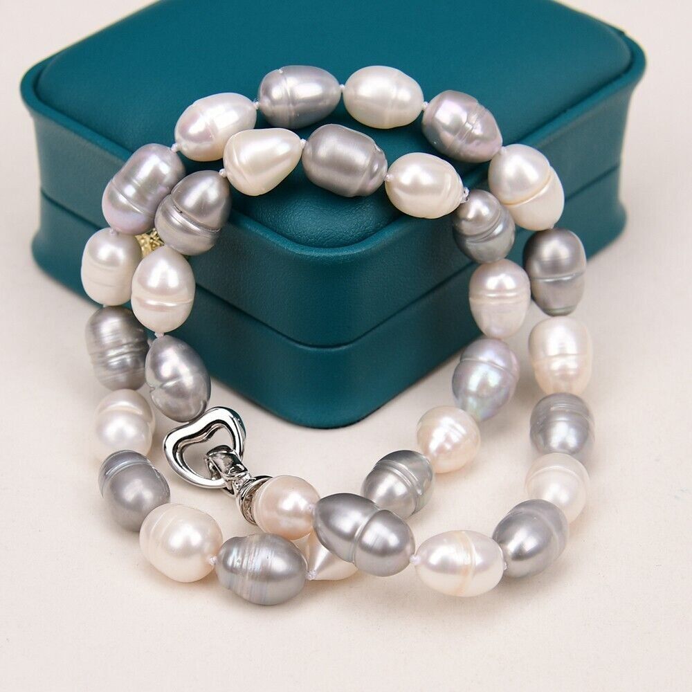 Ketten: Grau Lua Perlen Kette Echt 1cm Collier Perle Vrai Halskette – Neu (gemäss Beschreibung) aus Prilly von ilyria73 3
