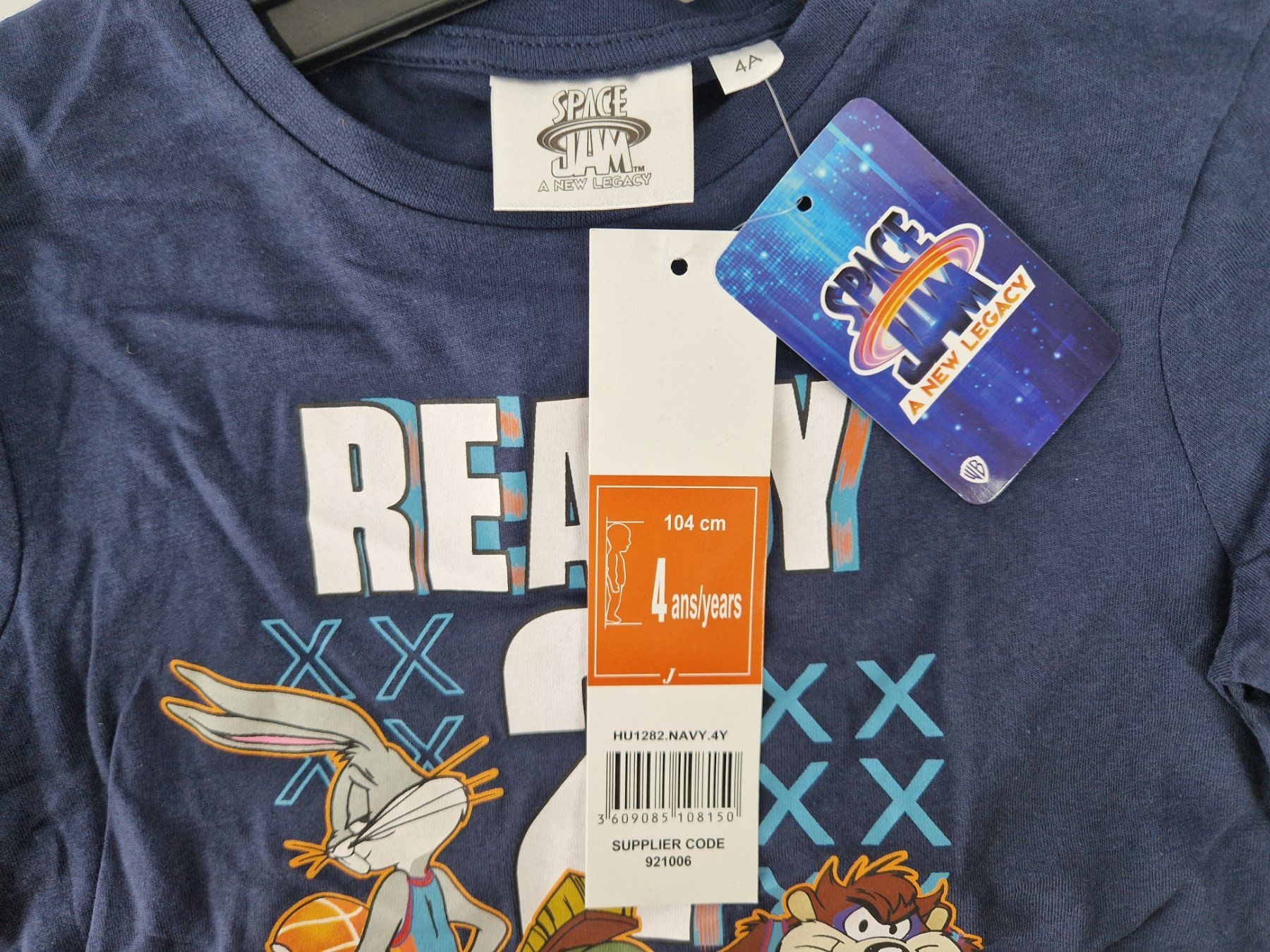 Hemden, T-Shirts & Polos: SPACE JAM T-Shirt "Ready 2 Jam" navy, 4 J. – Gebraucht aus Muhen von Restwert_Muhen 1