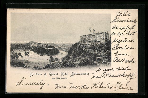 Ansichtskarten: Rheinfall, Kurhaus, Grand Hotel Schweize – Gebraucht aus Berlin von