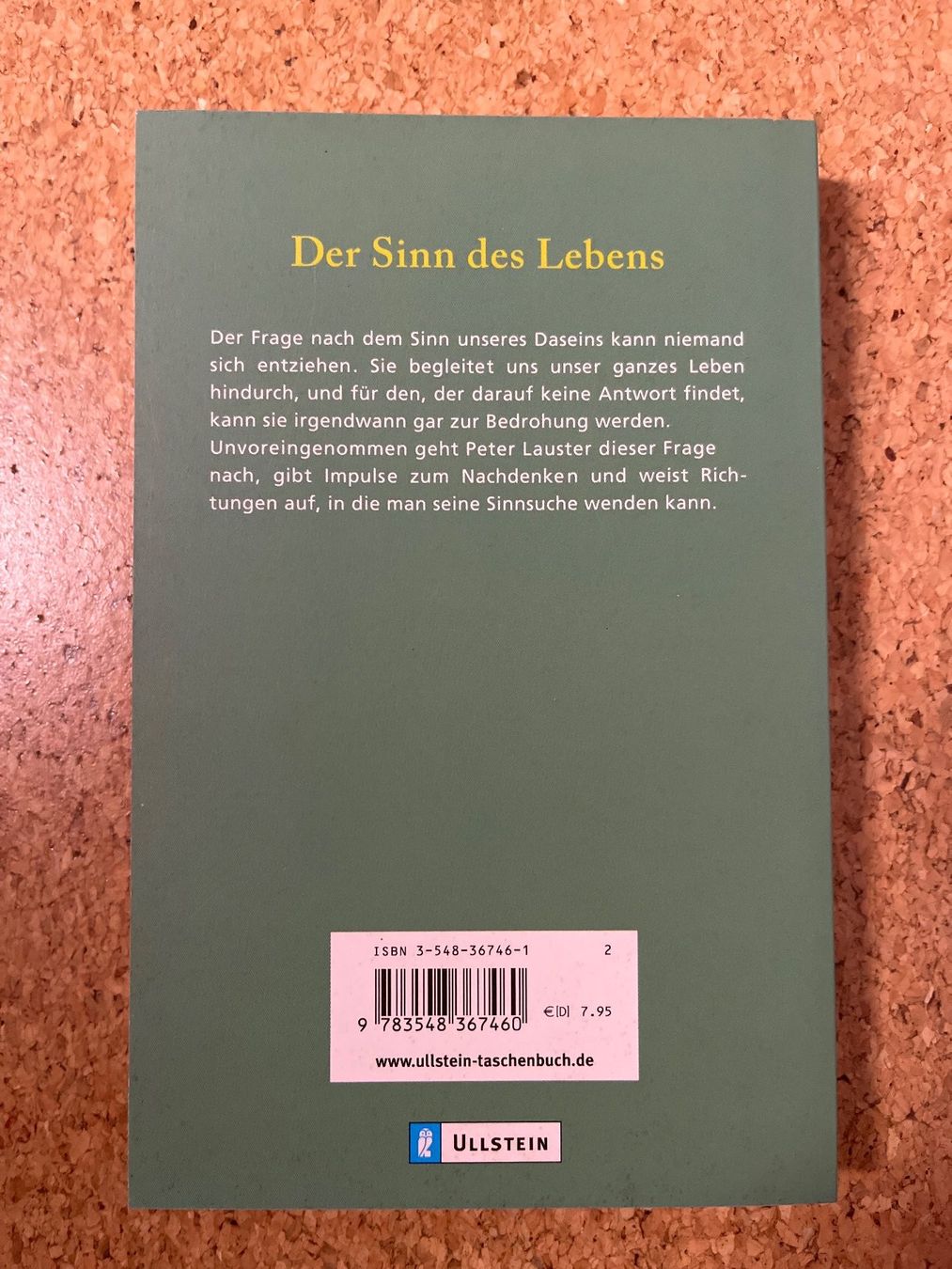 Libri: Taschenbuch "Der Sinn des Lebens", Peter Lauster – Usato da Grosswangen venduto da Vita500 1