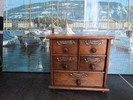 Meuble à épices vintage en bois, 5 tiroirs