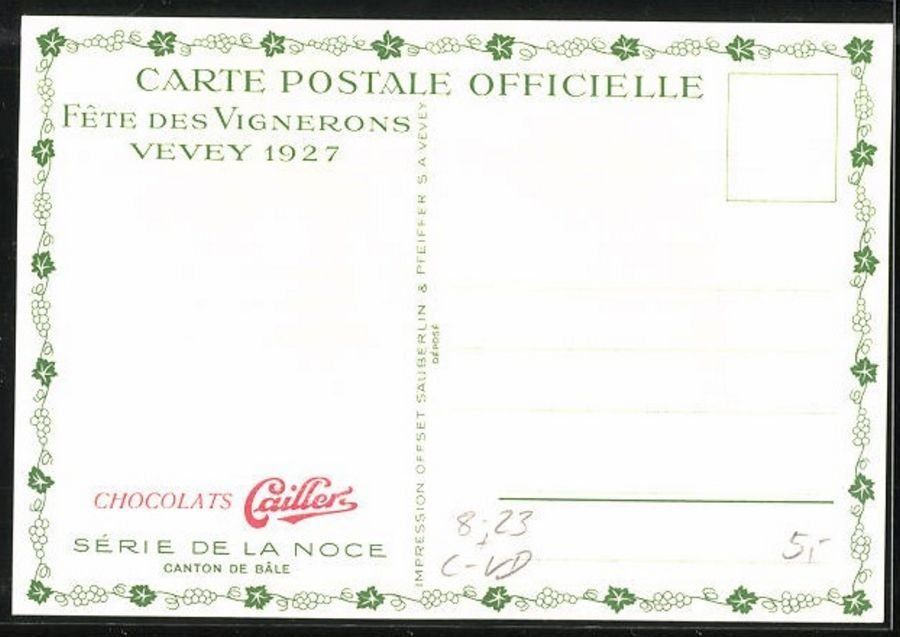 Cartoline postali: Fête des Vignerons Vevey 1927 – Usato da Frauenfeld venduto da POML 1