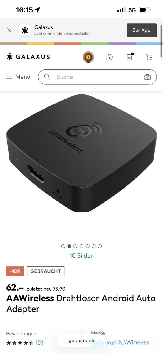 Unità & Adattatore: Aawireless Drahtloser Android Auto Adapter gebraucht – Nuovo (secondo la descrizione) da Kreuzlingen venduto da lin_j98c 1