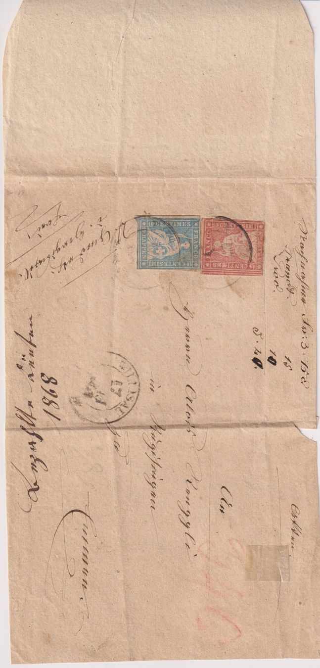 Alle Briefmarken: TOP Strubelbrief Vorderseite 23/24, 1868 selten+++1 – Gebraucht aus Samnaun-Compatsch von Marken-Murk 1