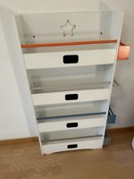 Childrens Bookcase White with Colored Bars 4 Levels