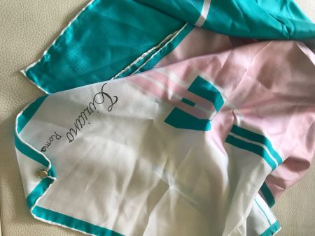 Seidenschal " Pink-Tuerkis-Weiss - signiert