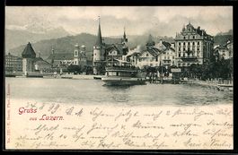 Luzern, Teilansicht des Ortes vom Wasser