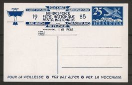 1928 : Bundesfeierkarte - mit Flugpost, ungebraucht