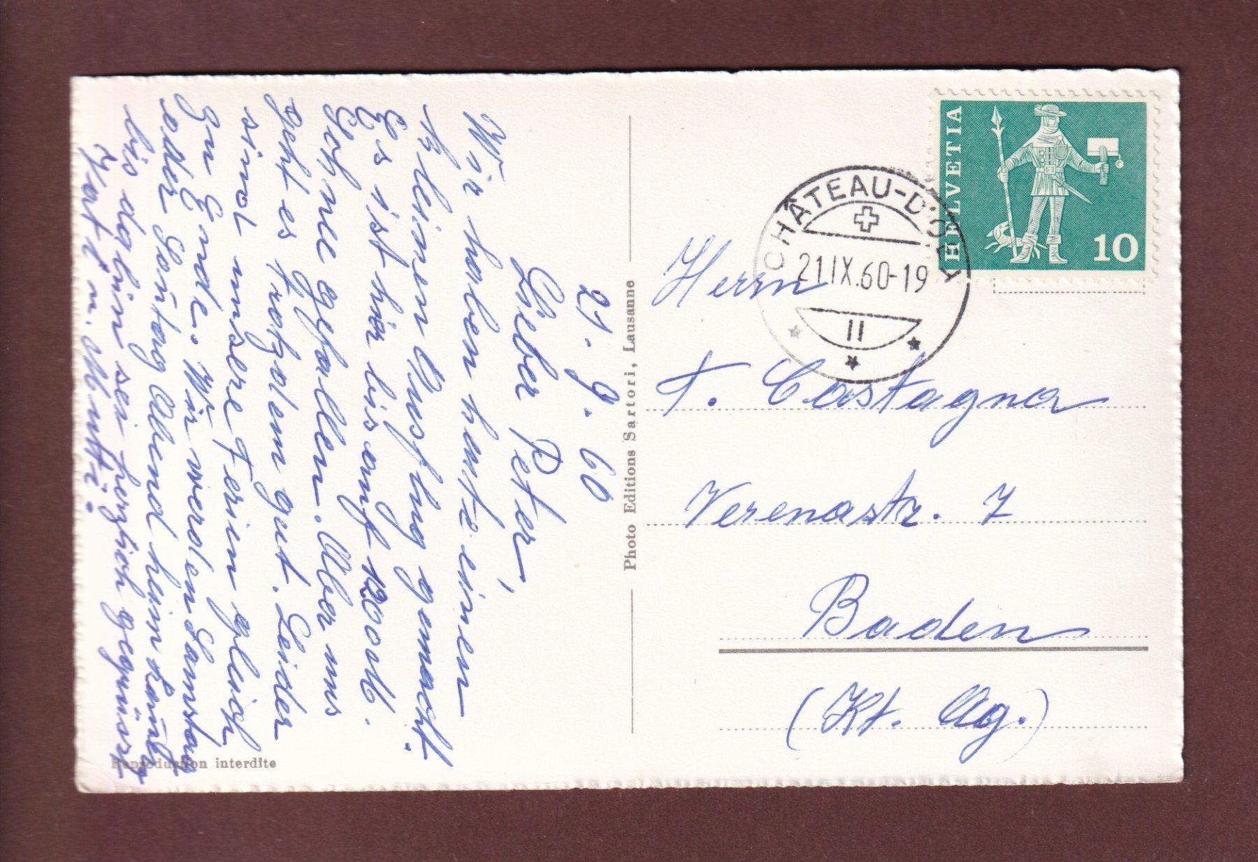 Cartoline postali: CHÂTEAU D'OEX - Vue aérienne - 1960 – Usato da Pully venduto da nicecards-shop 1