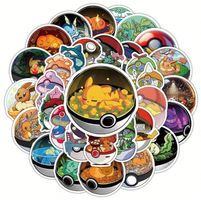 50 x Pokemon im Pokeball Aufkleber / Sticker