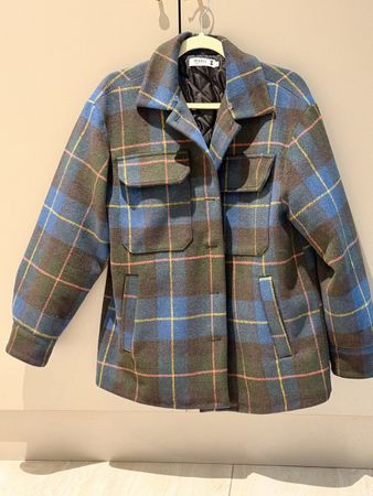 Cosy Plaid Jacket with removable faux Fur Collar