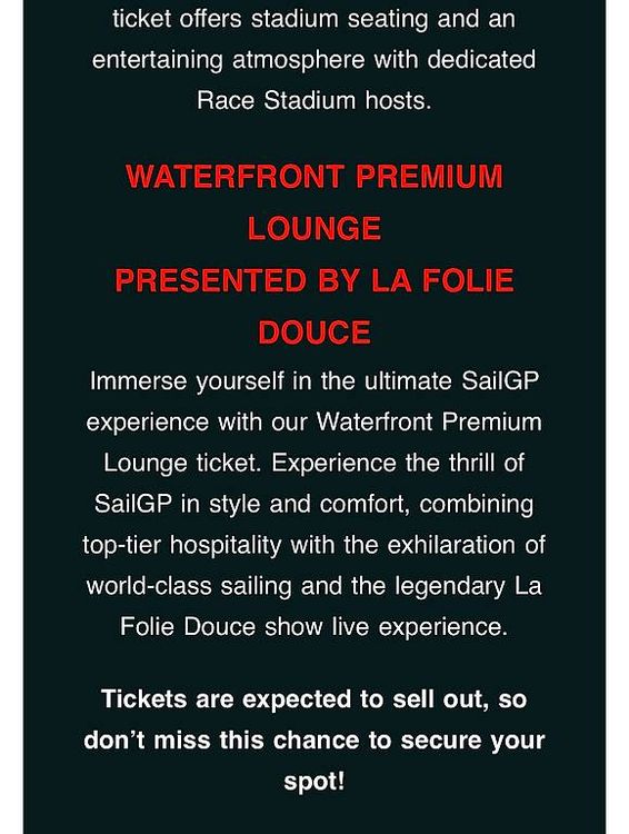 Premium SailGP Geneva Tickets (D'occasion) à Zürich pour CHF 865