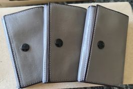 3 Stück Schlüsseltasche Leder Schlüsselmäppchen Grau