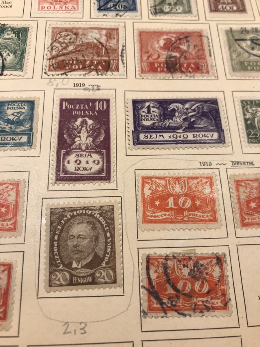 Alle Briefmarken: Polen - 32 Briefmarken 1919/1920 – Gebraucht aus Schaffhausen von  3
