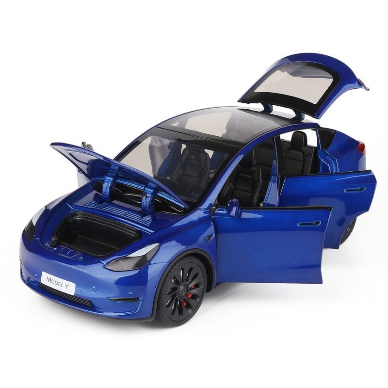 Tesla Modellini d'auto: Tesla Model Y Modellauto 1/24 Farbe blau – Nuovo e nell'imballaggio originale da Dietikon venduto da e-car-shop.schweiz 2