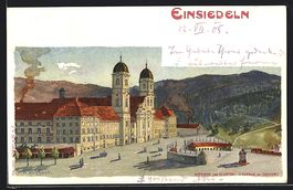 AK Einsiedeln, Aufgang zum Kloster, 1905