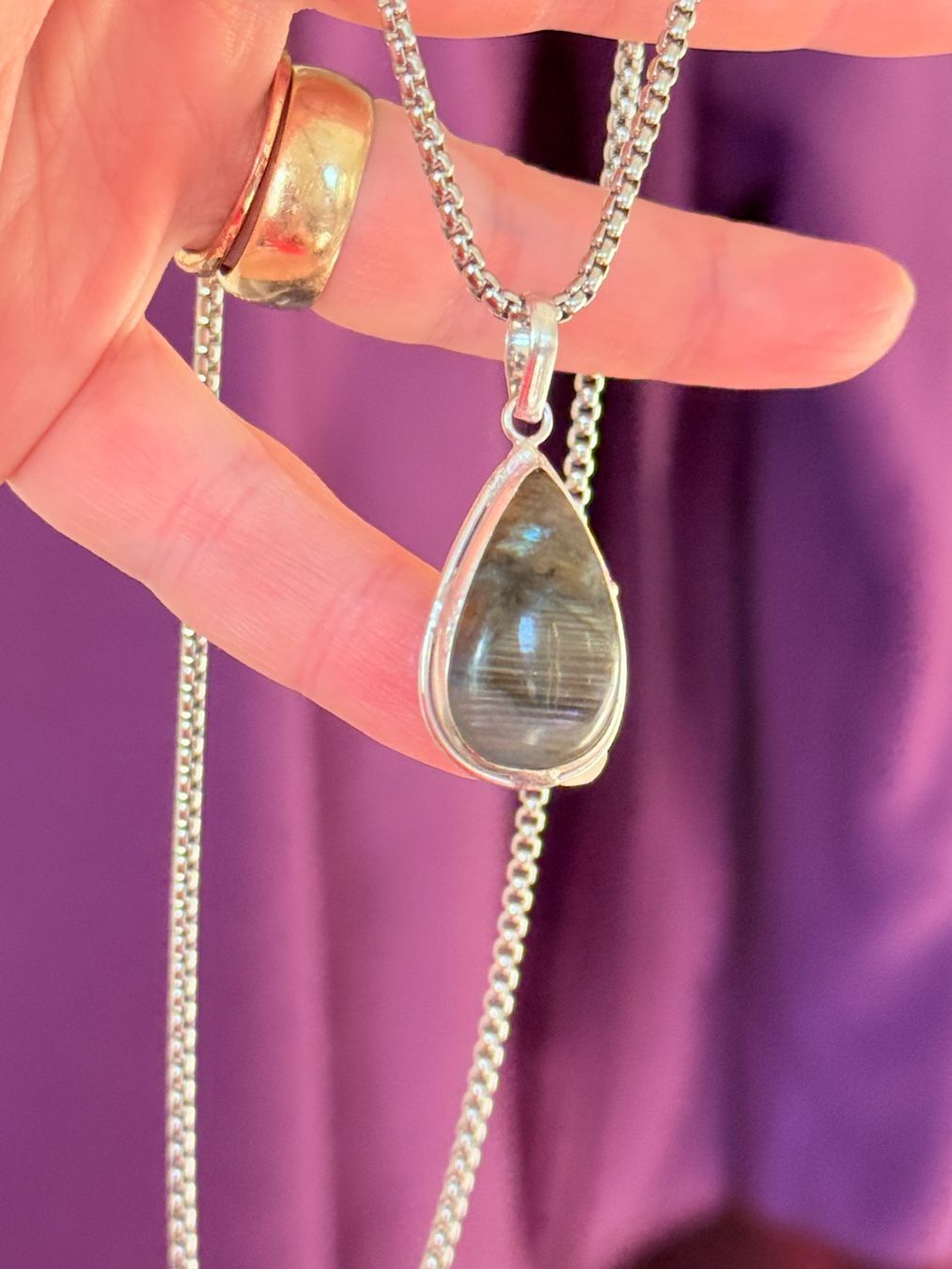 Catenine: Collier élégant avec Labradorite véritable, neuf! – Nuovo e nell'imballaggio originale da Genève venduto da AGBERG 1