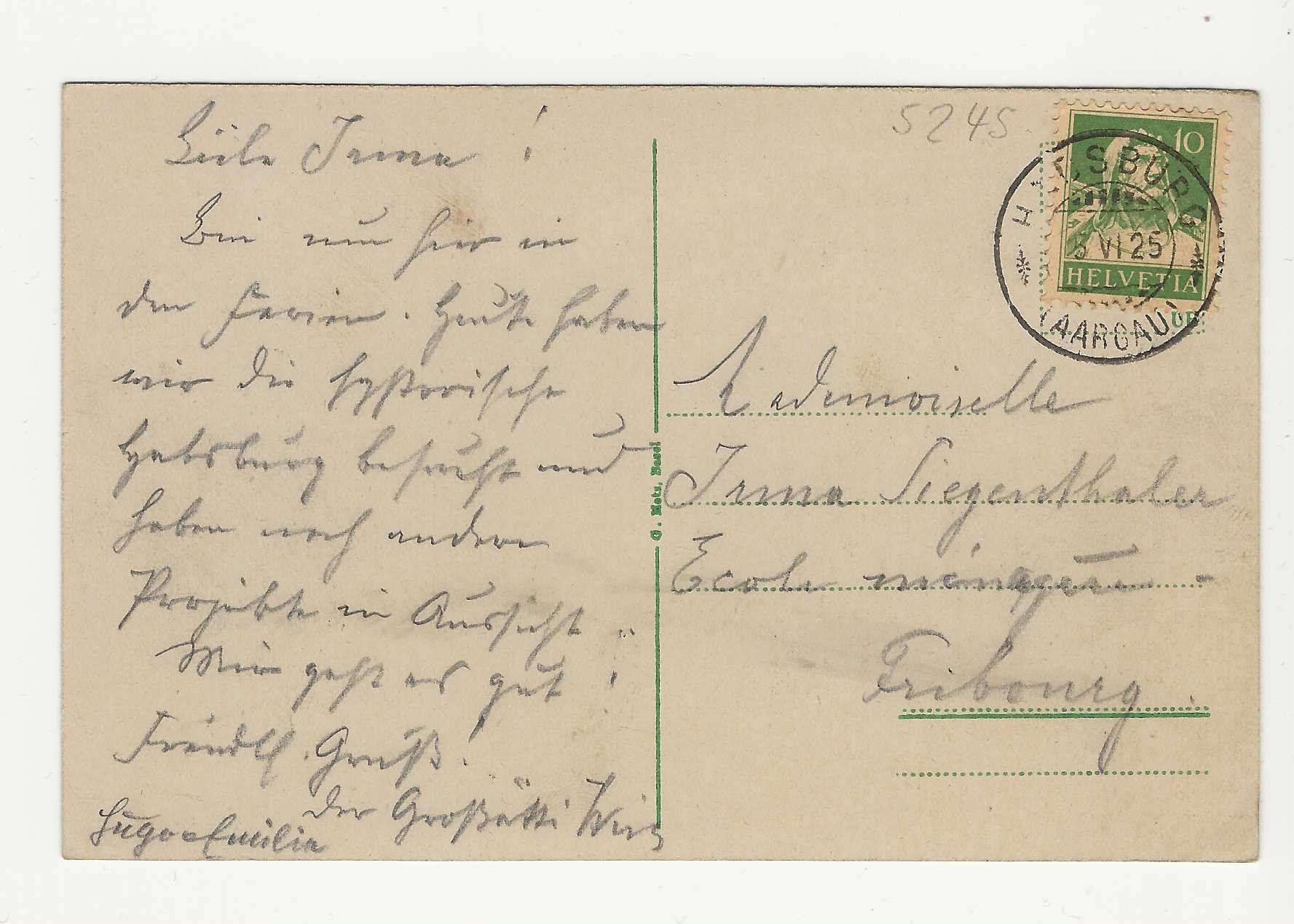 Cartoline postali: SCHLOSS HABSBURG  / AG    1925 – Usato da Küttigen venduto da rolypo 1