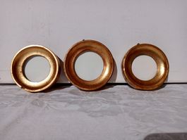 3er Set Florentiner rund klein Holz-Bilderrahmen Goldfarben