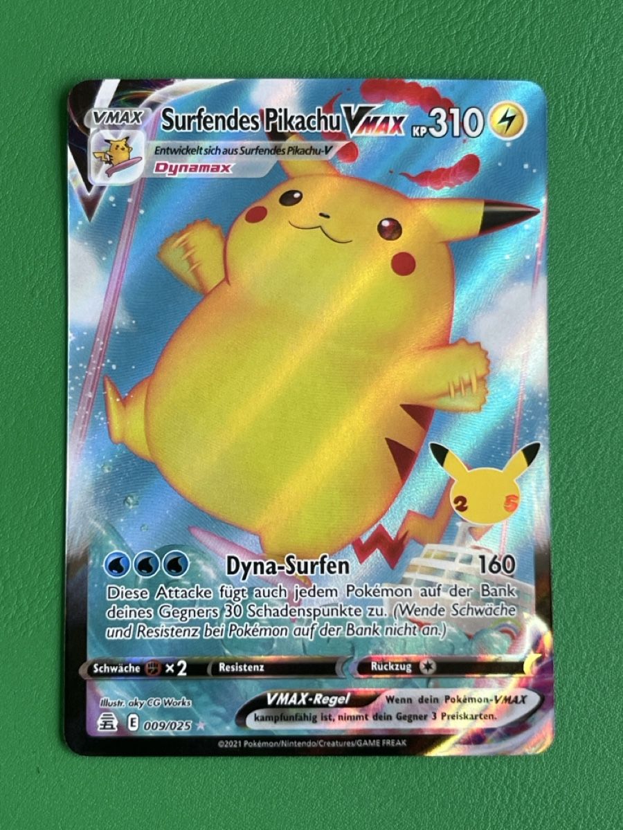 Pokémon Carte collezionabili: Pokemon surfendes Pikachu VMAX CEL 009 DE Celebrations – Nuovo (secondo la descrizione) da Lommiswil venduto da diti_89 1
