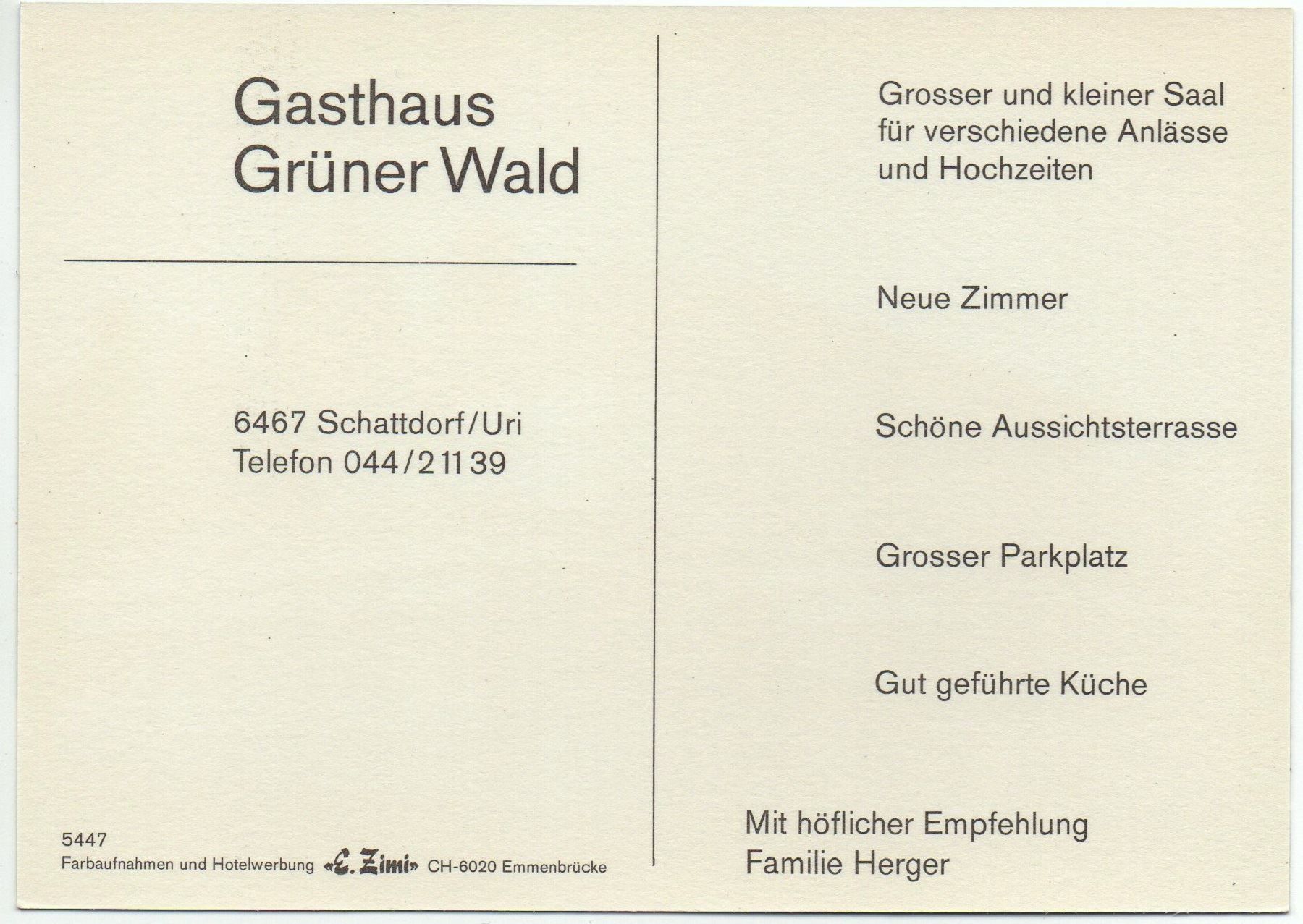 Cartes postales: SCHATTDORF Gasthaus Grüner Wald – Neuf (Voir description) à Jona par philajona 1