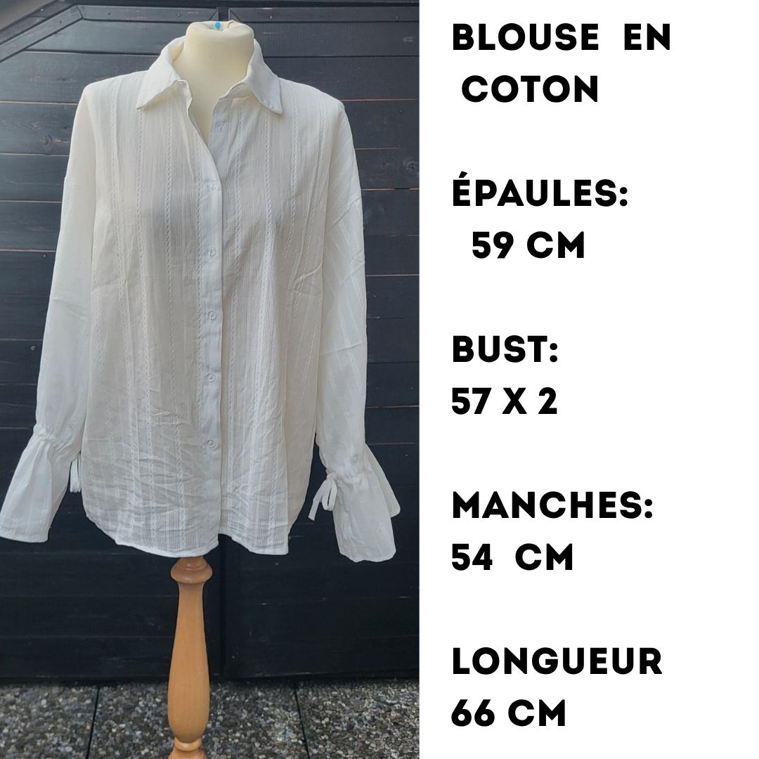 Camicette: Blouse-chemise blanche en coton  – Nuovo e nell'imballaggio originale da Fribourg venduto da VictoriaShop7 7