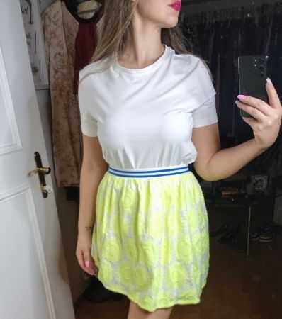 Boden Johnnie Neon gelber Sommerrock mit Sonnenblumen Gr.40