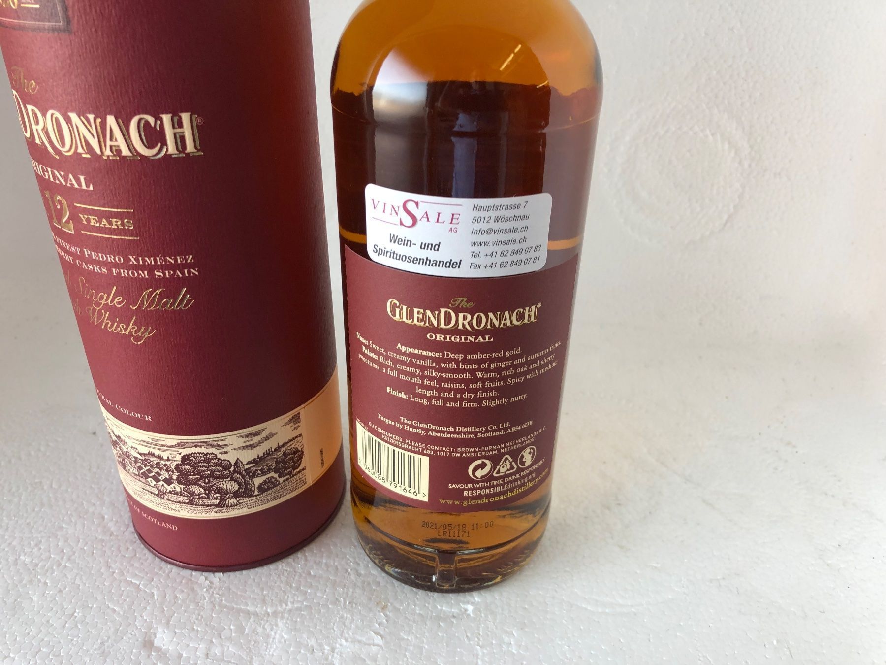 Bevande alcoliche: Glendronach Original Pedro-Ximenez & Sherry Cask 12 J. 43% – Nuovo e nell'imballaggio originale da Wöschnau venduto da Vinsale 9