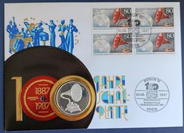 Numisbrief 100 J. Schallplatte mit Silbermedaille ab 1 Fr.!