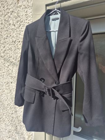 Sisley Blazer mit Gürtel, Grösse 34, schwarz