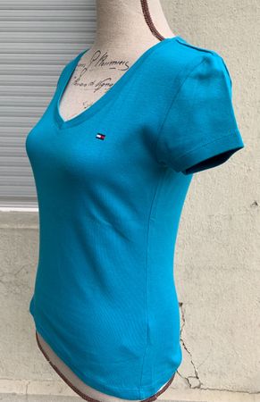 Super t-shirt basique TOMMY HILFIGER turquoise t.S