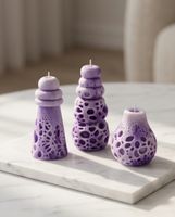 3 Kerzen Lila Organische Form Neu