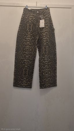 NEU, Damen Cargo-Jeans, M, Leopardenprint, hoher Bund