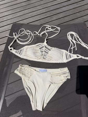 Robin Piccone, Cream Crochet Bikini Size S 