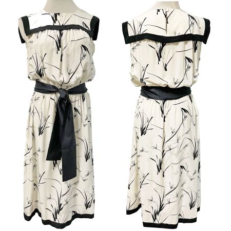 Kleid Seide Gr. L/XL mit Matrosenkragen VINTAGE 1980s