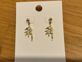Ohrringe Bamboo / Bambusoptik goldfarben NEU