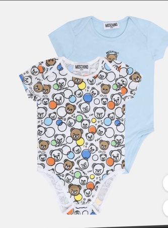 Moschino Baby Bodys Set 2 Stück Bär Motiv Neu Gr. 74-80