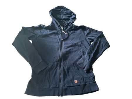 Schwarze Kapuzenjacke mit Reissverschluss Grösse L