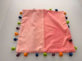 Kissenbezug rosa mit Bommeln 40x40 cm neu