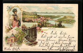 Litho Rheineck, Drahtseilbahn nach Walze