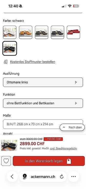 Sofas: Schwarzes Leder-Ecksofa mit Longchair  – Gebraucht aus Wiesendangen von Aleksad 3