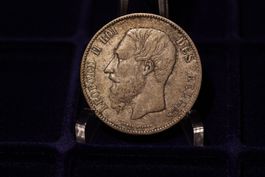Silbermünze 5 Francs Belgien 1871