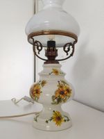Vintage Nachttischlampe – Keramik & Glas Sonnenblumenmotiv